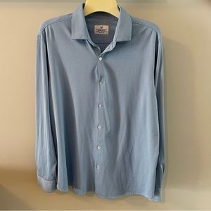 Mizzen + Main Light Blue Gingham Leeward Dress Shirt Standard Fit Sz XL